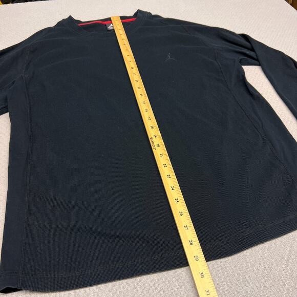 Air Jordan Shirt Mens 2XL Black Thermal Waffle Knit Crew Neck Pullover Tee - Picture 8 of 8